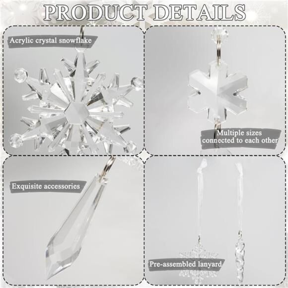 Crystal Christmas Ornaments for Tree Decorations-Hanging Acrylic 18PCs - Picture 6 of 7